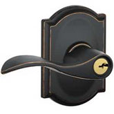Schlage Accent Series F51A VACC716CAM Entry Lever, Mechanical Lock, Aged Bronze, Metal, Residential, 2 Grade